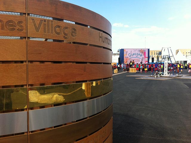 large wooden display for commonwealth games