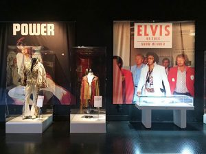 elvis exhibition stand with pics of the king