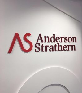 anderson strathern logo on the wall