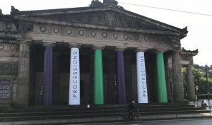 outside the Scottish national gallery in Edinburgh