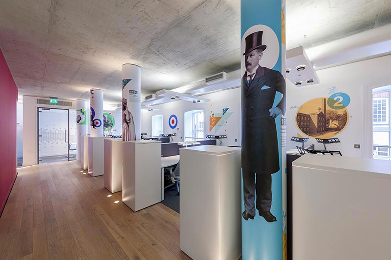 office interior showing historical figures and images