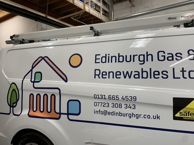 edinburgh gas and renewables ltd signage on van