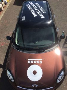 bros bagels car with new signage from above