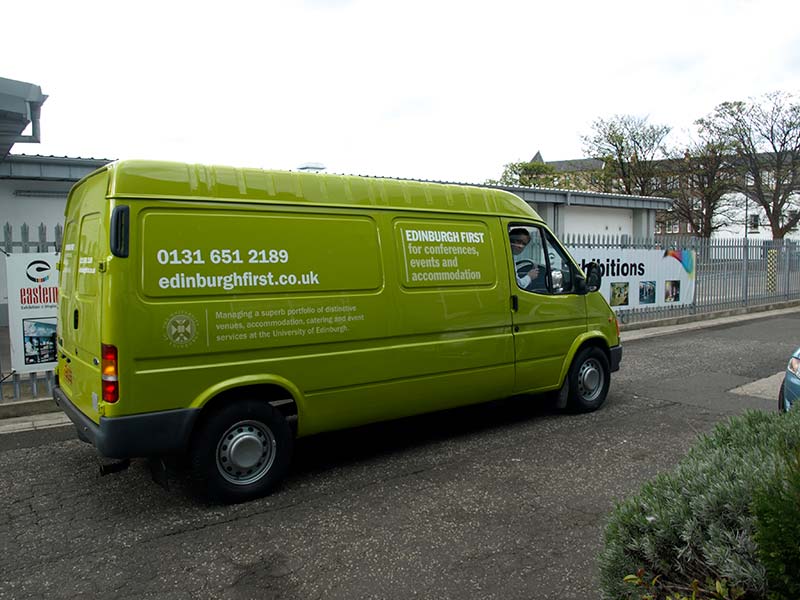 side of edinburgh first green van with new livery