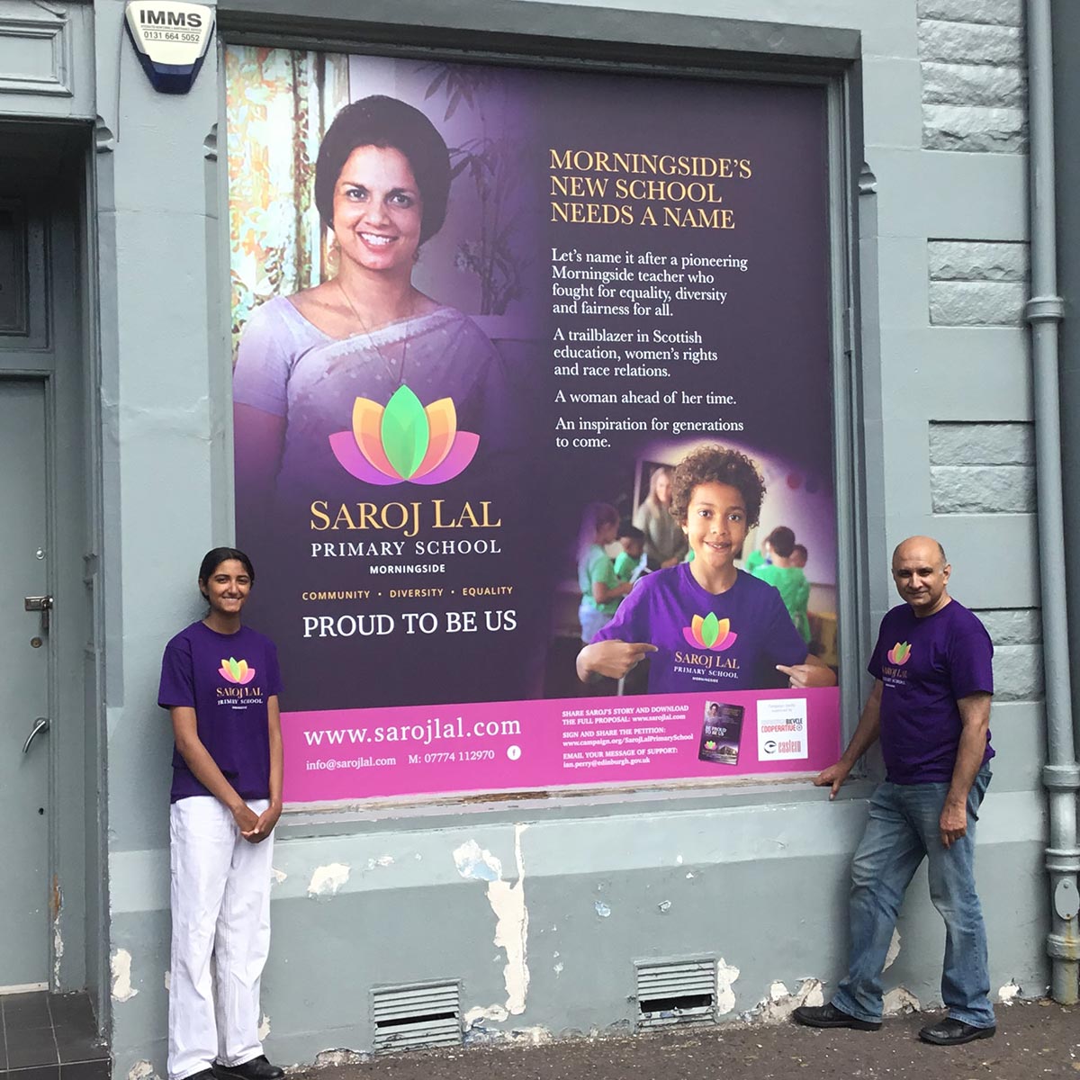 Saroj Lal Primary School campaign window poster