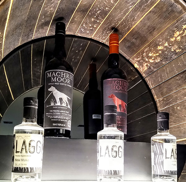 lagg distillery whisky bottle display