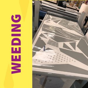 Wedding - a term used to describe a step in our cut vinyl production process.